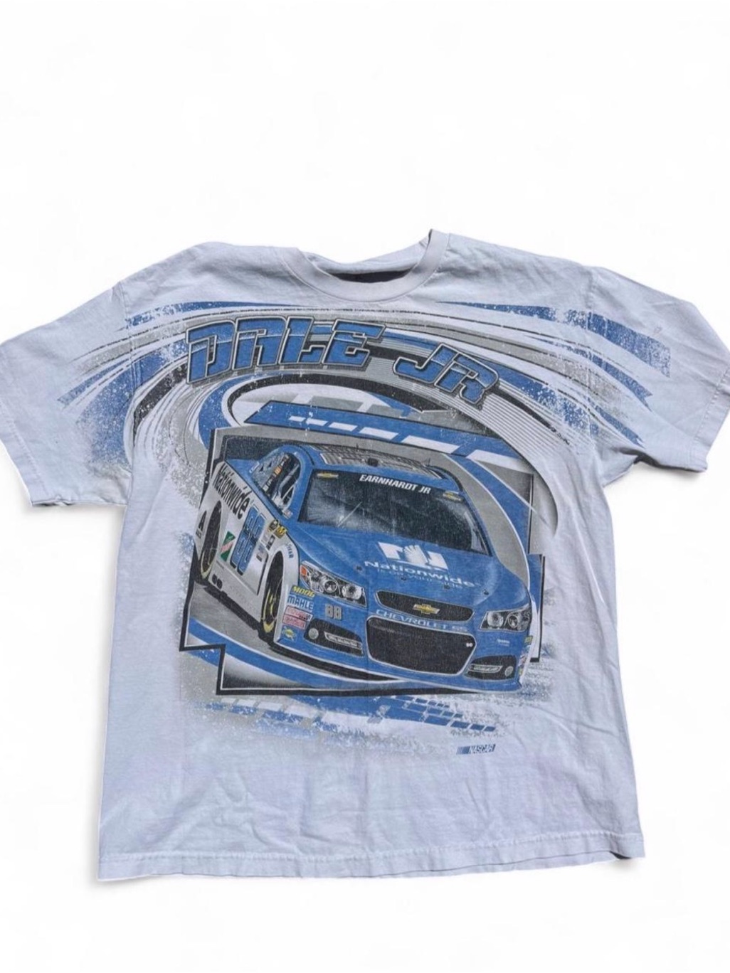 Vintage Nascar Dale Jr. Graphic Tee - White And Blue